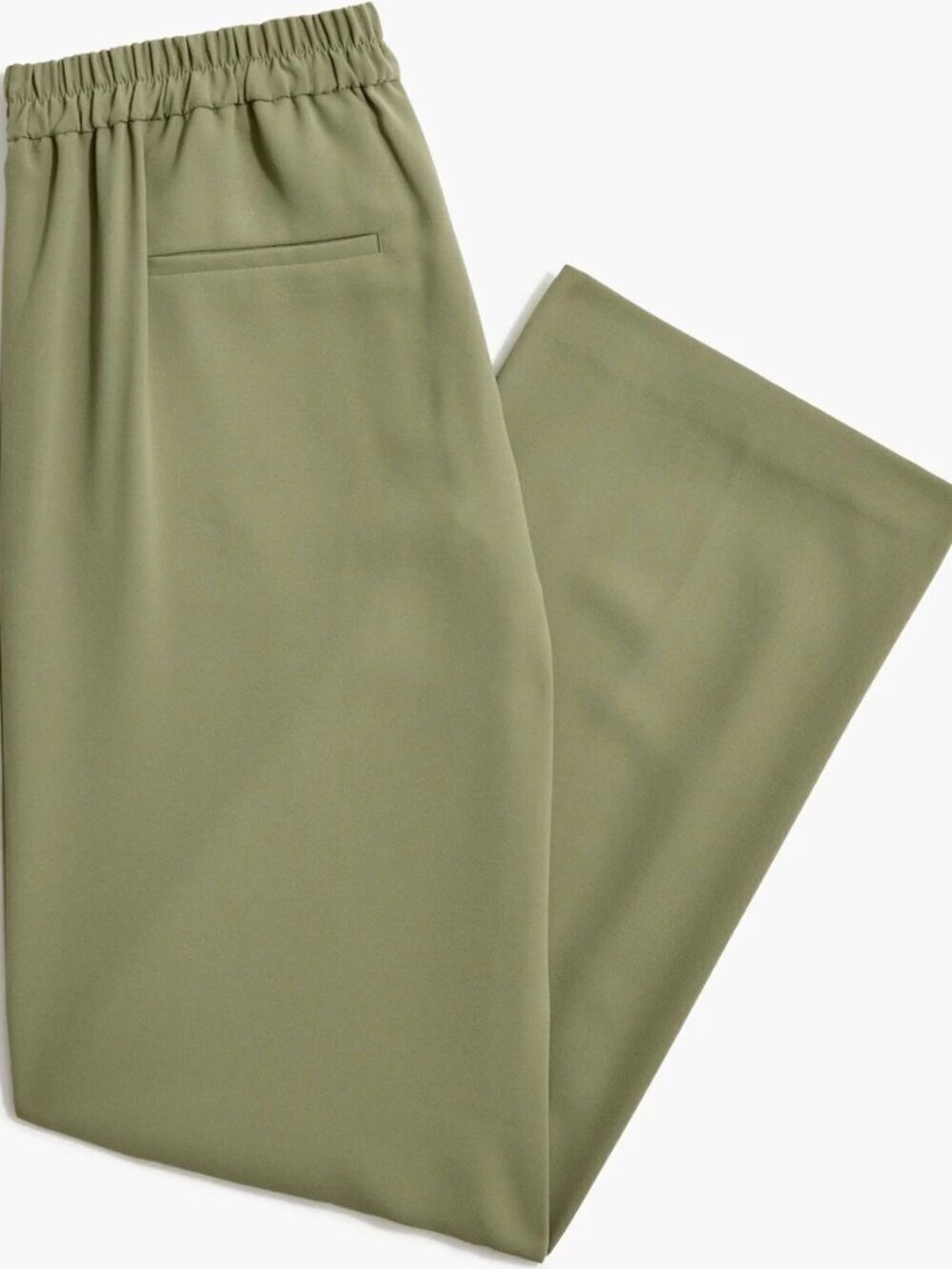 J. Crew Olive Green Elastic Waist Wide Legal Pant - Picture 2 of 3